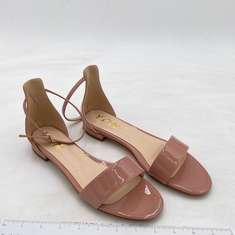 YDN Womens Chic Block Low Heel Sandals Open Toe Ankle Strap Patent Comfortable W